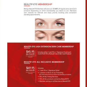 Beautif-EYE Memberships For Eyelash Extensions and Facials