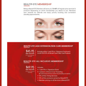 Beautif-EYE Memberships For Eyelash Extensions and Facials